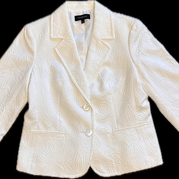 Talbots White Textured Dressy Jacket, Size 8 - Picture 6 of 6